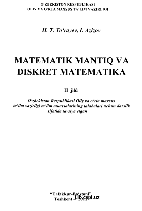 MATEMATIK MANTIQ VA DISKRET MATEMATIKA ii jiid