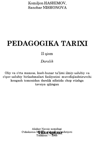 PEDAGOGIKA TARIXI II QISM