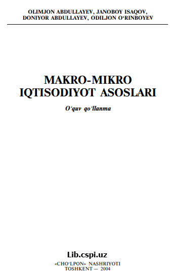 MAKRO-MIKRO IQTISODIYOT ASOSLARI