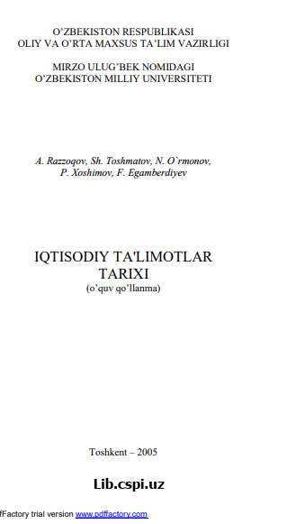IQTISODIY TA'LIMOTLAR TARIXI