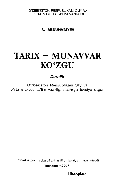 TARIX - MUNAVVAR KO‘ZGU