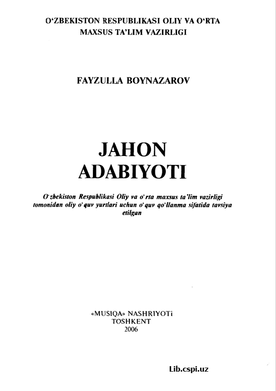 JAHON ADABIYOTI