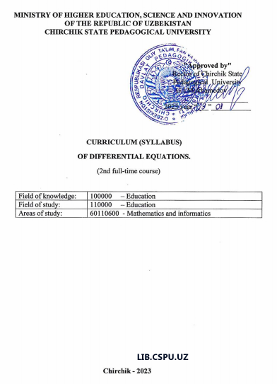 Curriculum of differential equations