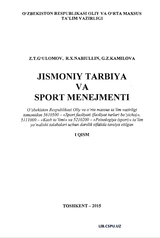 JISMONIY TARBIYA VA SPORT MENEJMENTI