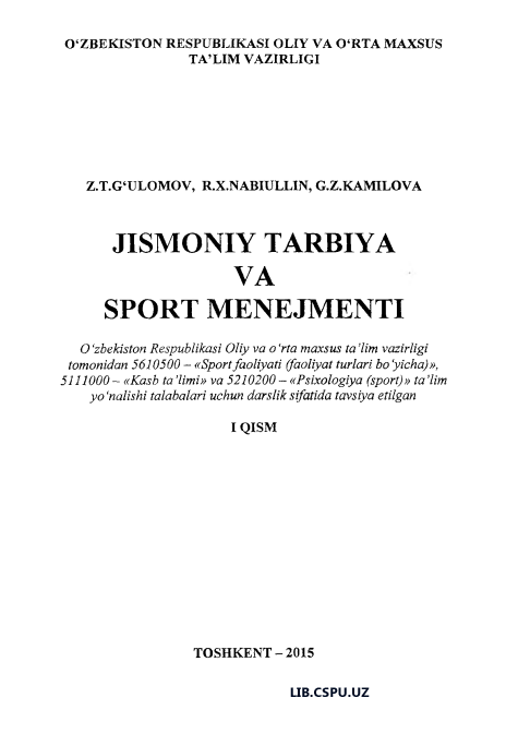 JISMONIY TARBIYA VA SPORT MENEJMENTI