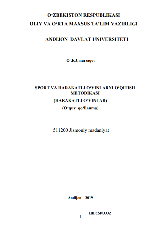 SPORT VA HARAKATLI O‘YINLARNI O‘QITISH  METODIKASI