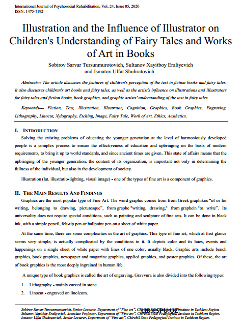 Illustration and the Influence of Illustrator on  Children's Understanding of Fairy Tales and Works  of Art in Books