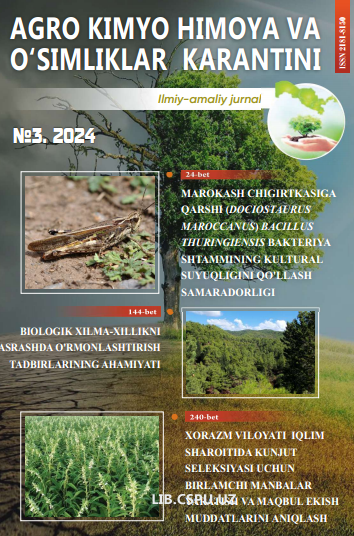ҒЎЗАПОПУЛАЦИЯСИБИОТИПЛАРИДАҚИММАТЛИ ХЎЖАЛИКБЕЛГИЛАРИНИНГКЎРСАТКИЧЛАРИ
